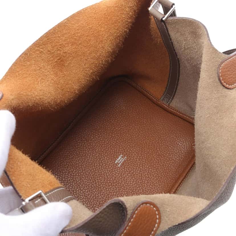 Hermès Bicolor Clemence Picotin Lock 22 Brown Leather Good condition - Inside View