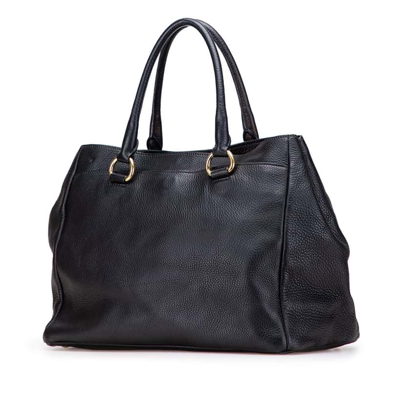 Prada Vitello Daino Open Convertible Tote Black Leather Good condition - Back View