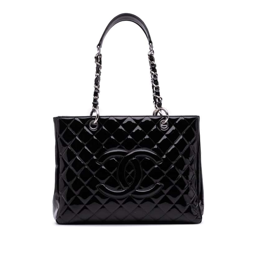 Chanel Patent Grand Shopping Tote Black Leather Good condition - Front View