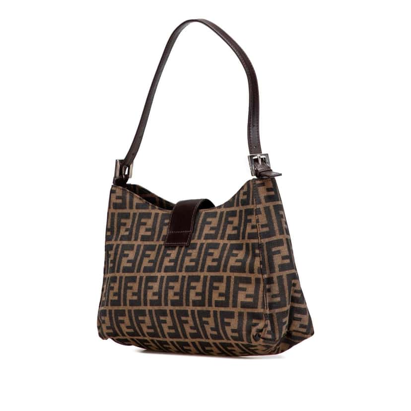 Fendi Zucca Canvas Shoulder Bag Brown Canvas Good condition - Back View