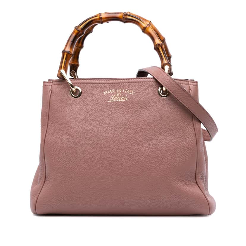 Gucci Small Calfskin Bamboo Shopper Satchel Brown Leather Good condition - Front View