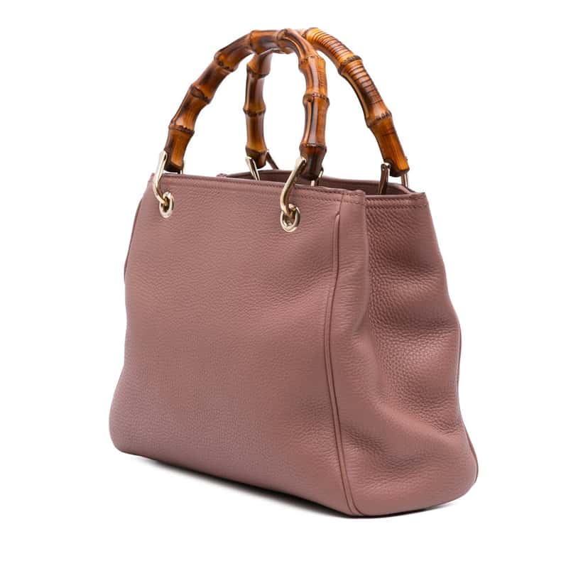 Gucci Small Calfskin Bamboo Shopper Satchel Brown Leather Good condition - Back View