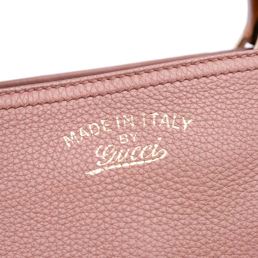 Gucci Small Calfskin Bamboo Shopper Satchel Brown Leather Good condition - Box View
