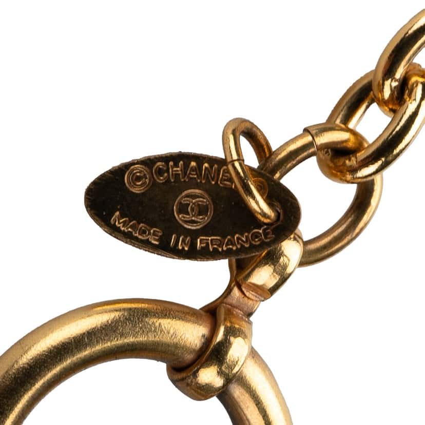 Chanel Gold Plated CC Diamond Shape Pendant Necklace Gold Metal Good condition - Back View