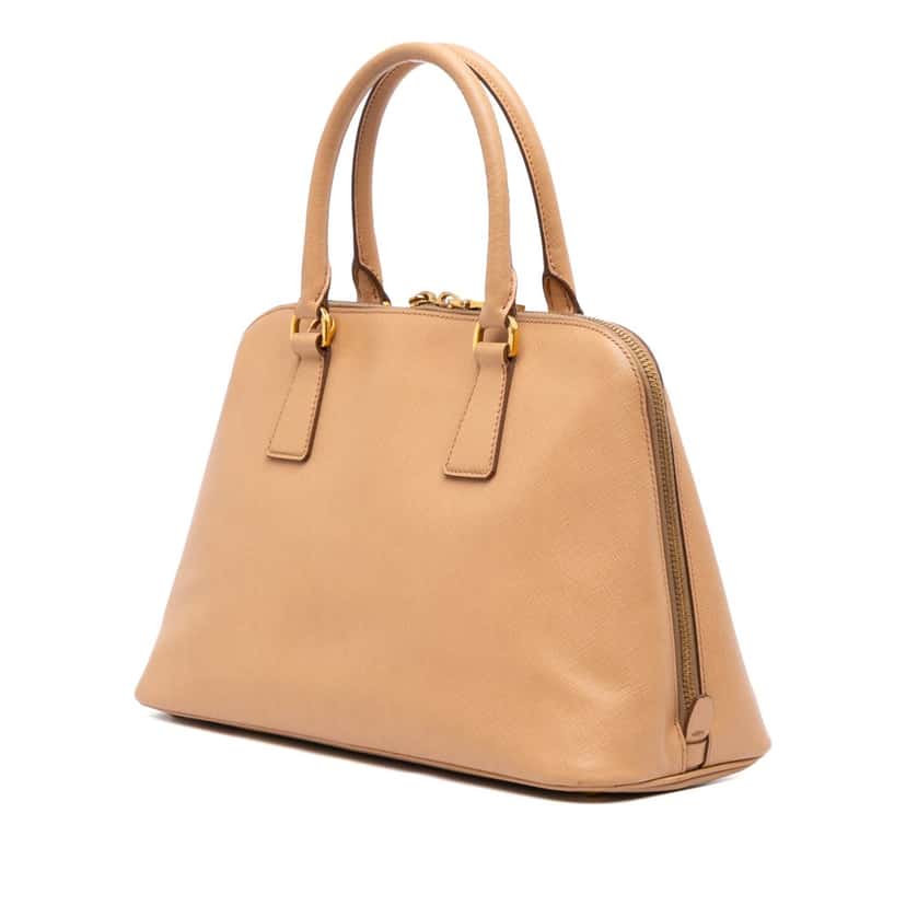 Prada Medium Saffiano Lux Promenade Satchel Brown Leather Good condition - Back View