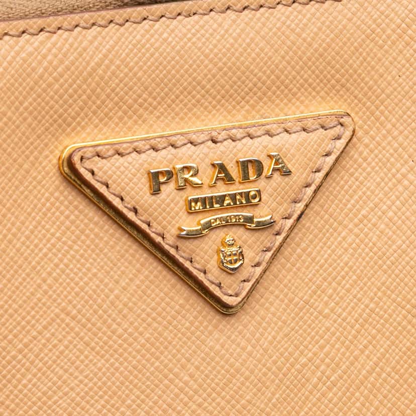 Prada Medium Saffiano Lux Promenade Satchel Brown Leather Good condition - Box View