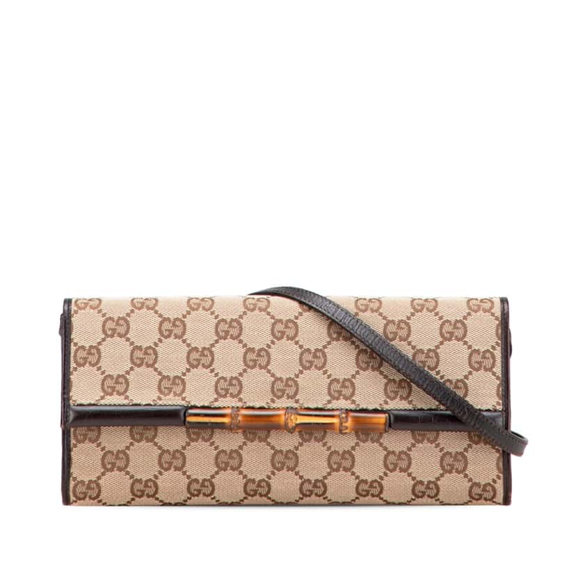 Gucci GG Canvas Bamboo Bar Crossbody Brown Canvas Good condition - Front View