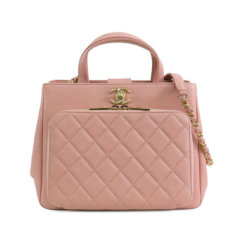 Chanel CC Quilted Caviar Business Affinity Satchel Pink Leather Good condition - Front View