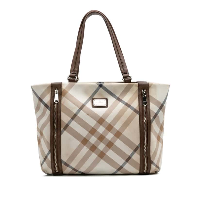 Burberry Supernova Check Canvas Tote Brown Canvas Good condition - Front View