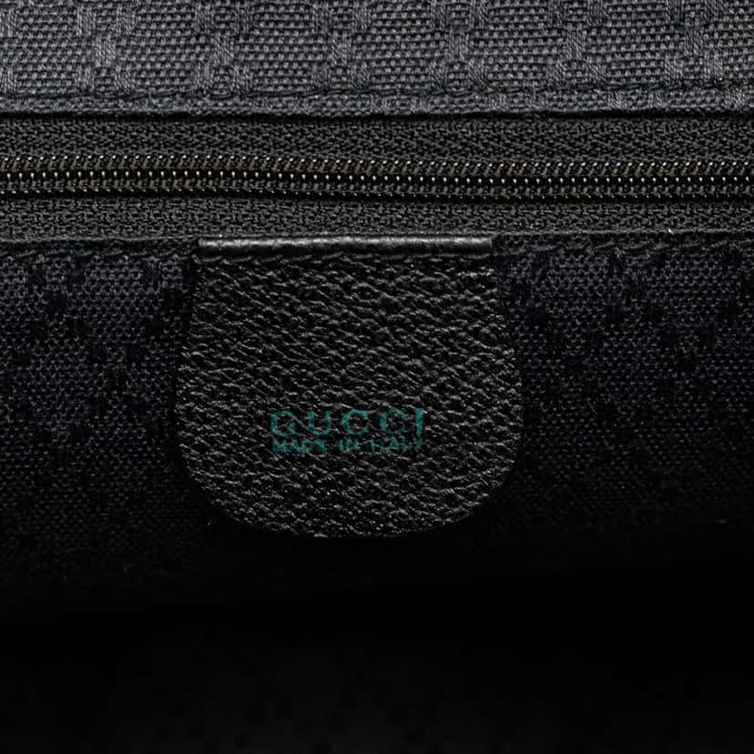 Gucci Suede Bamboo Drawstring Backpack Black Leather Good condition - Box View