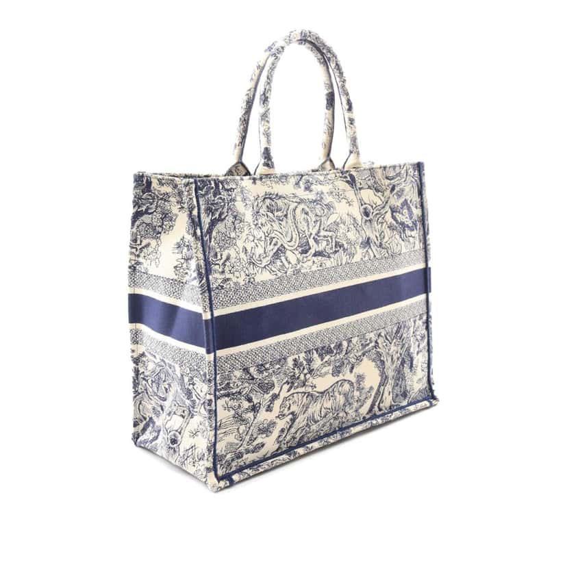 Dior Large Canvas Embroidered Dioriviera Toile De Jouy Book Tote Blue Canvas Good condition - Back View