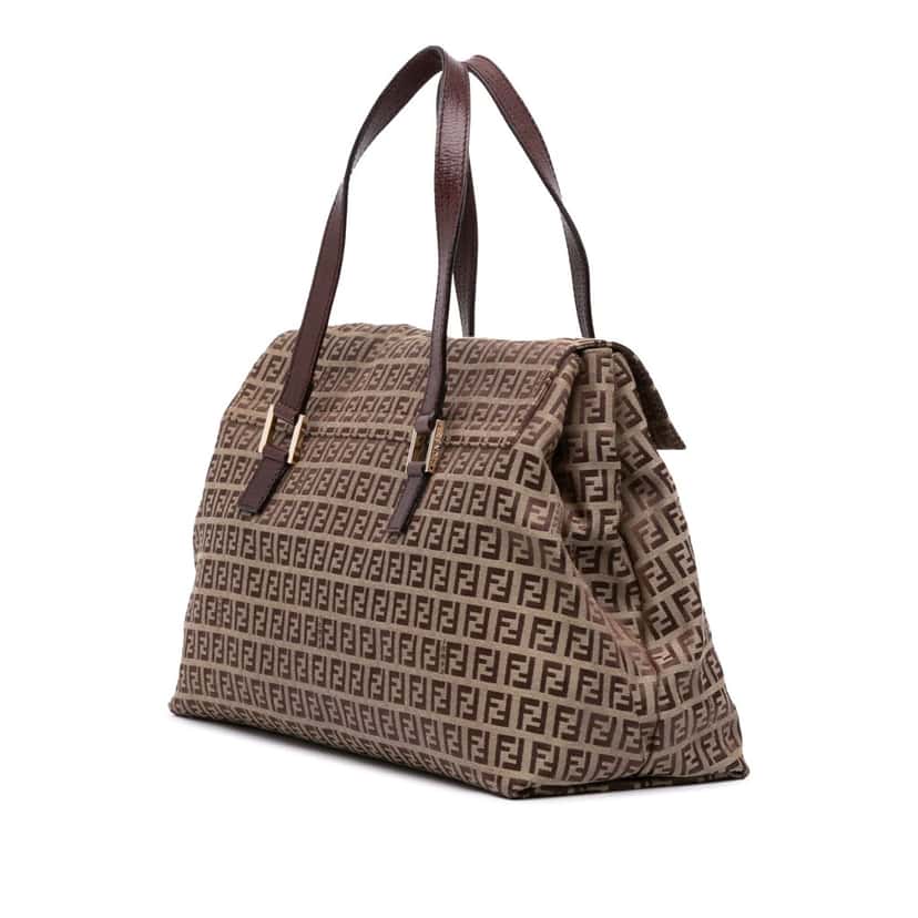 Fendi Zucchino Canvas Handbag Brown Canvas Good condition - Back View