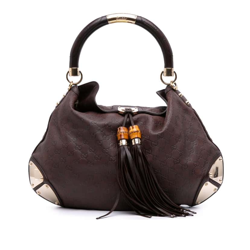 Gucci Medium Guccissima Indy Hobo Brown Leather Good condition - Front View
