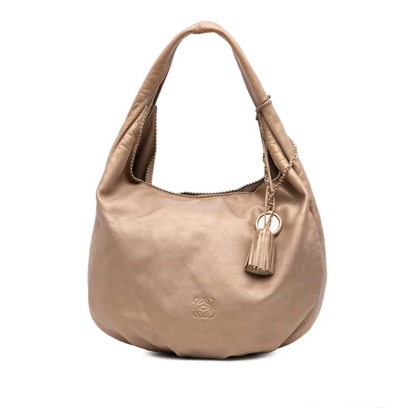 Loewe Anagram Nappa Tassel Hobo Gold Leather Good condition - Front View