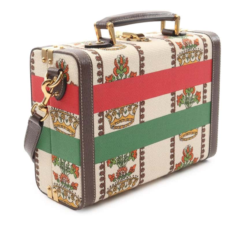 Gucci 100 Centennial Canvas Music Is Mine Beauty Case Brown Canvas Good condition - Back View