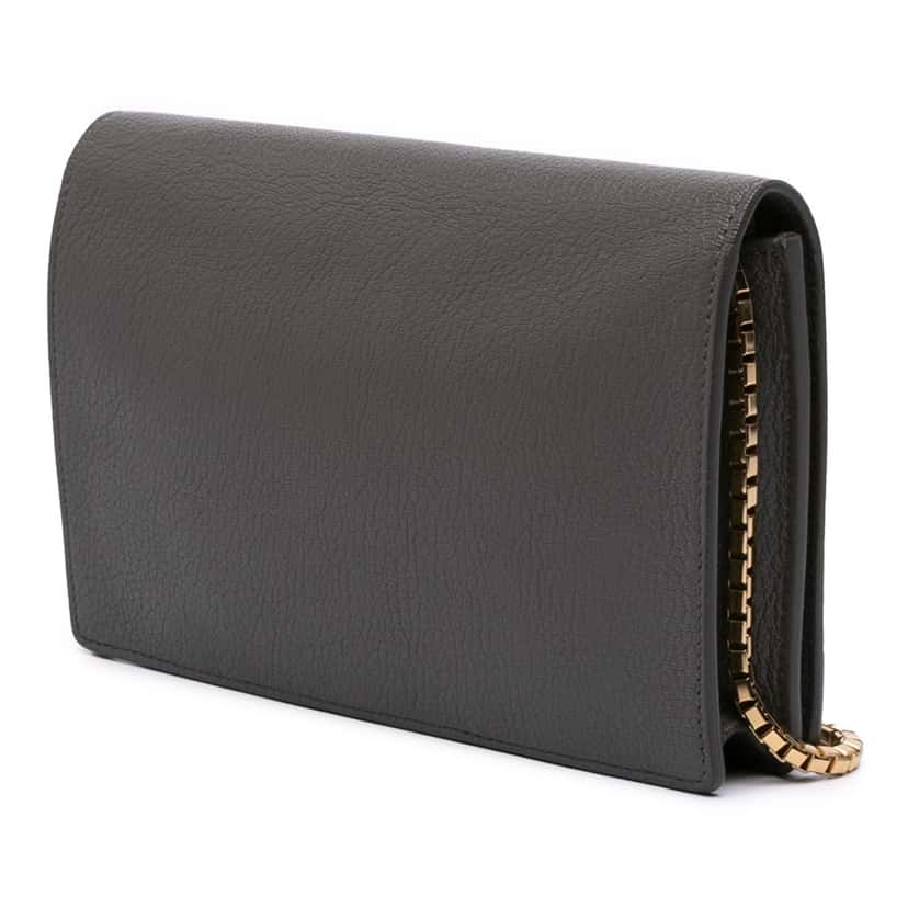 Balenciaga Chevre Motocross Metallic Edge Wallet on Chain Grey Leather Good condition - Back View
