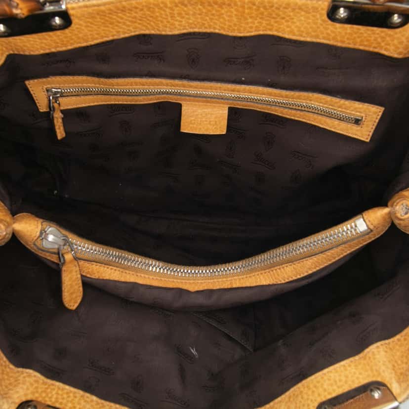 Gucci Medium GG Canvas Bamboo Libeccio Tote Brown Canvas Fair condition - Model View