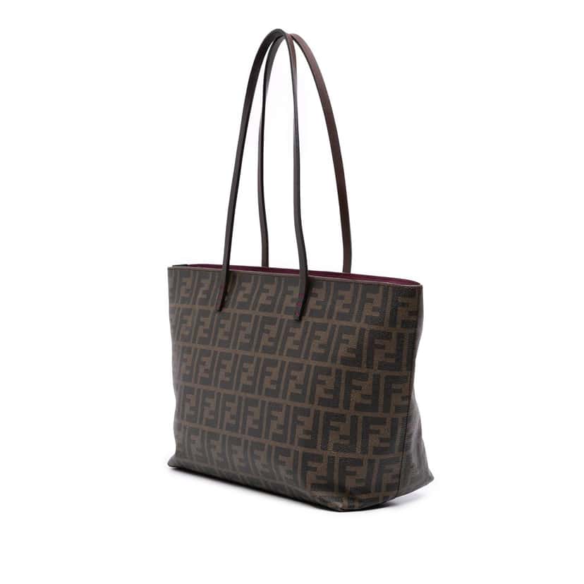 Fendi Small Zucca Spalmati Roll Tote Brown Canvas Good condition - Back View