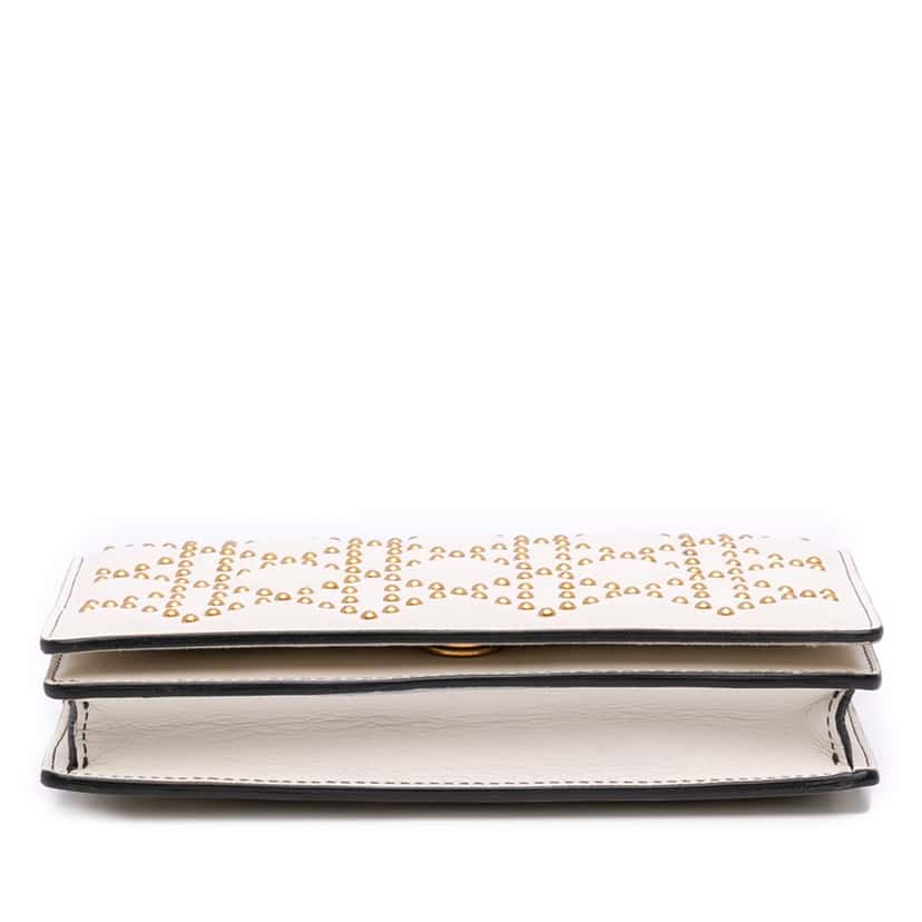 Dior Studded Calfskin Cannage Lady Dior Wallet on Chain White Leather Good condition - Inside View