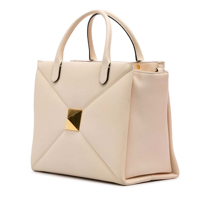 Valentino Medium Leather One Stud Top Handle Bag White Leather Good condition - Back View