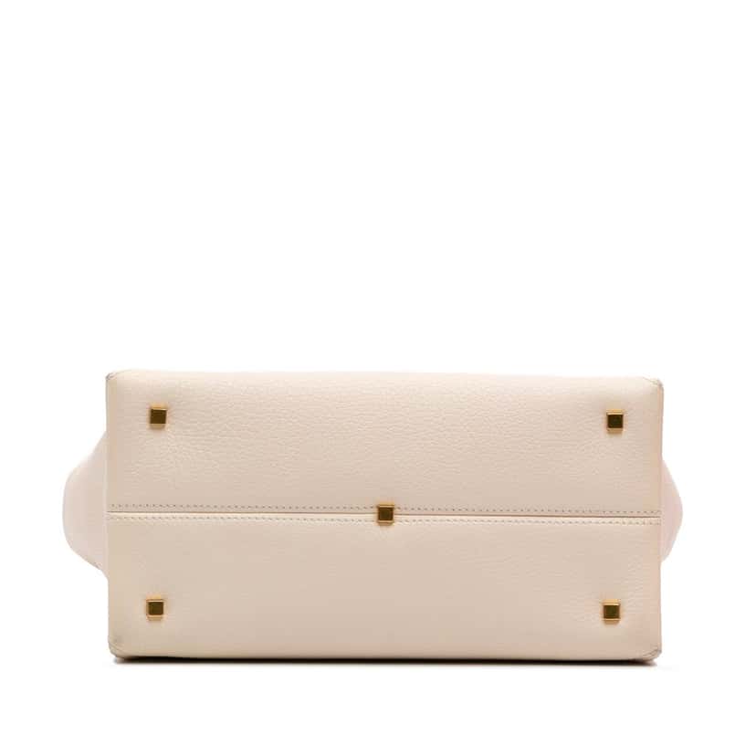 Valentino Medium Leather One Stud Top Handle Bag White Leather Good condition - Inside View