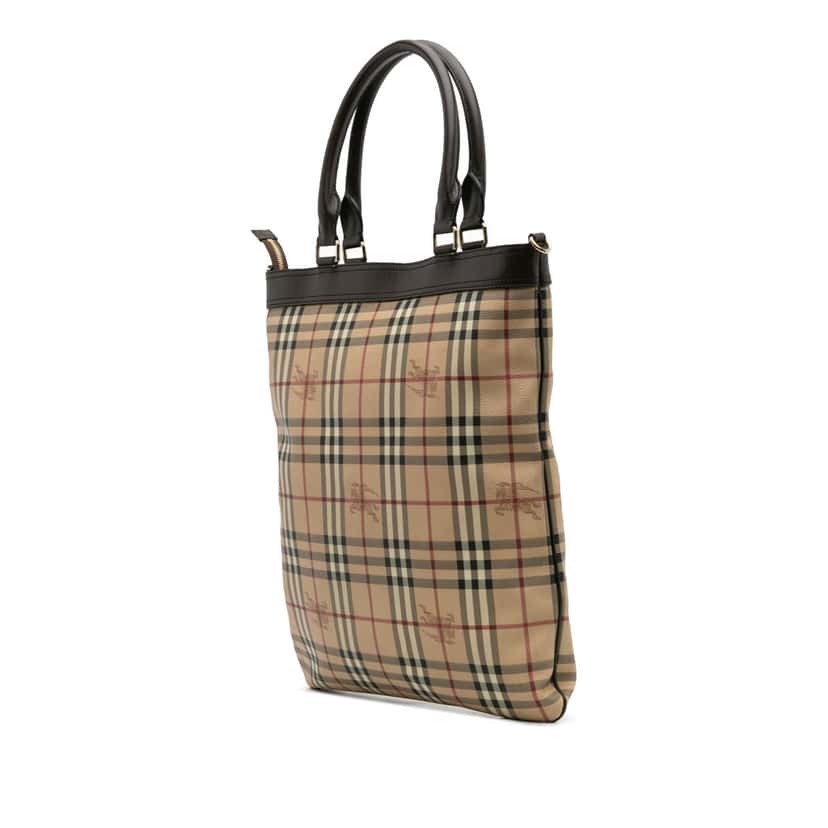 Burberry Haymarket Check Coated Canvas Tote Brown Canvas Good condition - Back View