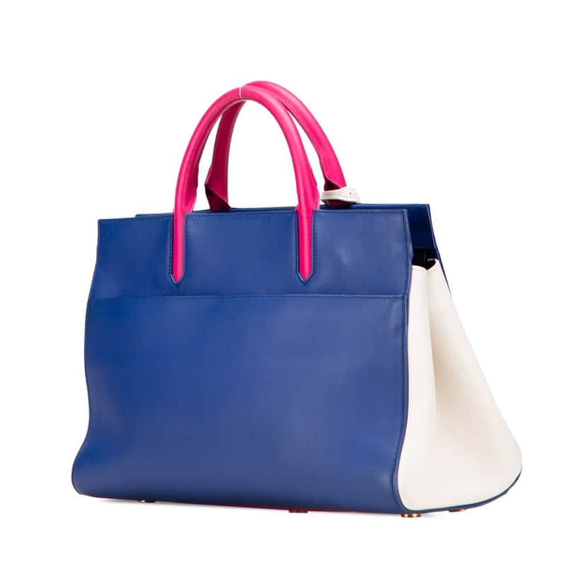 Saint Laurent Medium Smooth Tricolor Calfskin Cabas Rive Gauche Satchel Blue Leather Good condition - Back View