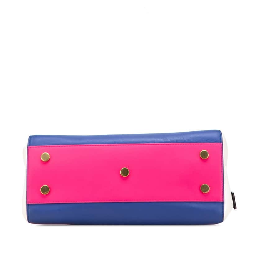Saint Laurent Medium Smooth Tricolor Calfskin Cabas Rive Gauche Satchel Blue Leather Good condition - Inside View