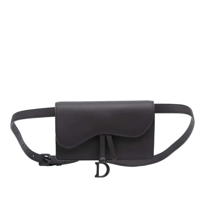 Dior Ultramatte Saddle Belt Bag Black Leather Good condition - Front View