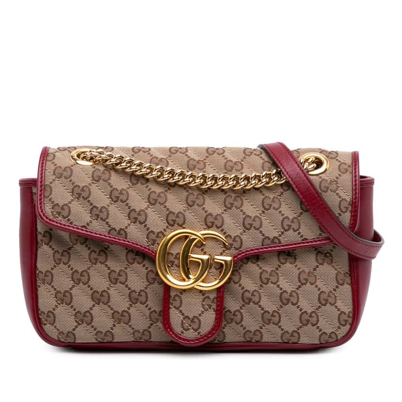 Gucci Small GG Marmont Matelasse Canvas Flap Crossbody Brown Canvas Good condition - Front View