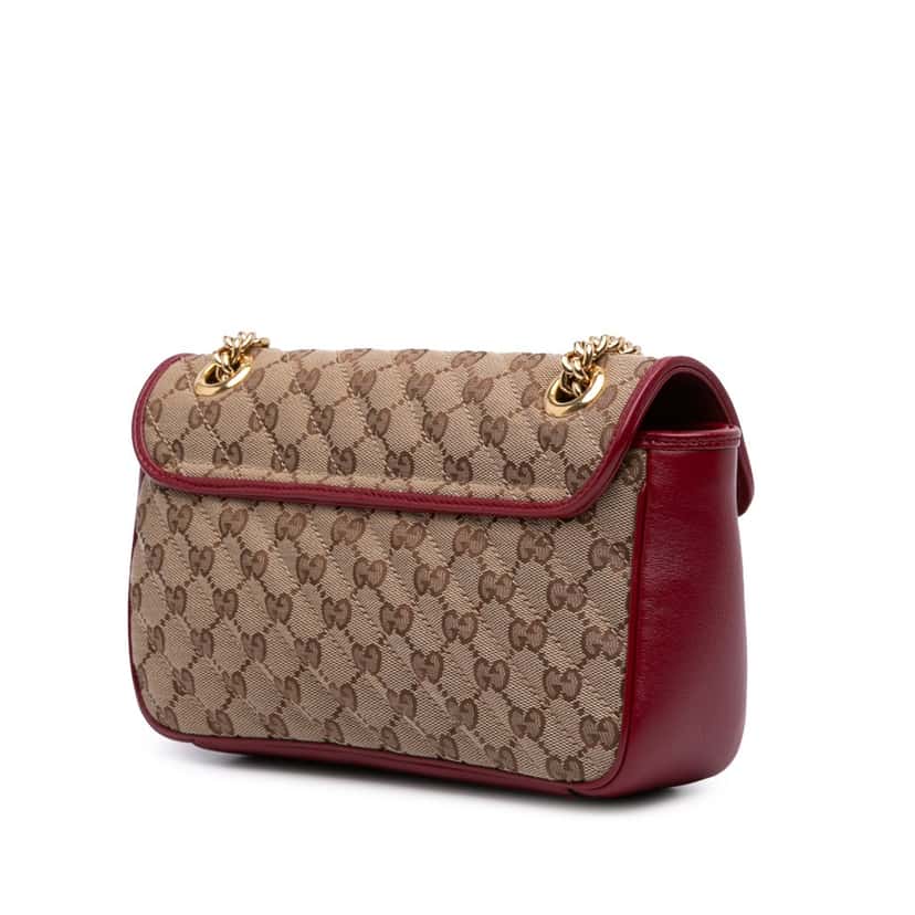 Gucci Small GG Marmont Matelasse Canvas Flap Crossbody Brown Canvas Good condition - Back View