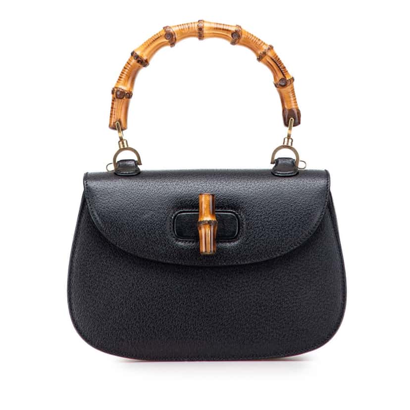 Gucci Calfskin Bamboo Night Black Leather Good condition - Front View