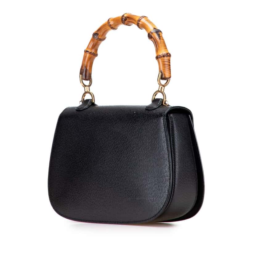 Gucci Calfskin Bamboo Night Black Leather Good condition - Back View