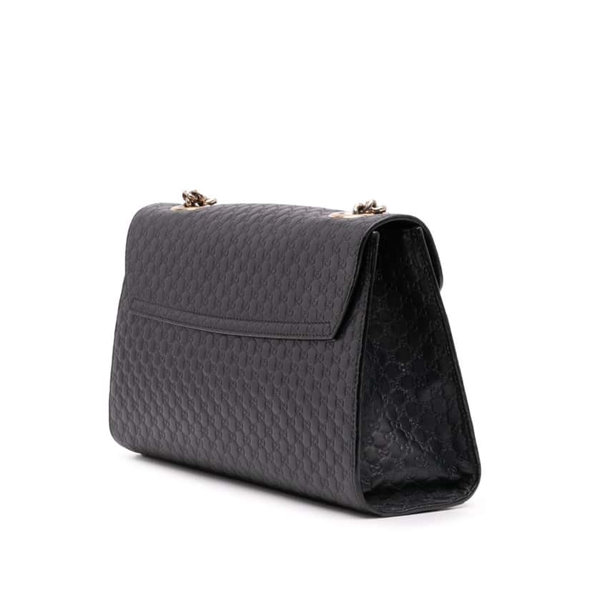 Gucci Medium Microguccissima Emily Shoulder Bag Black Leather Good condition - Back View