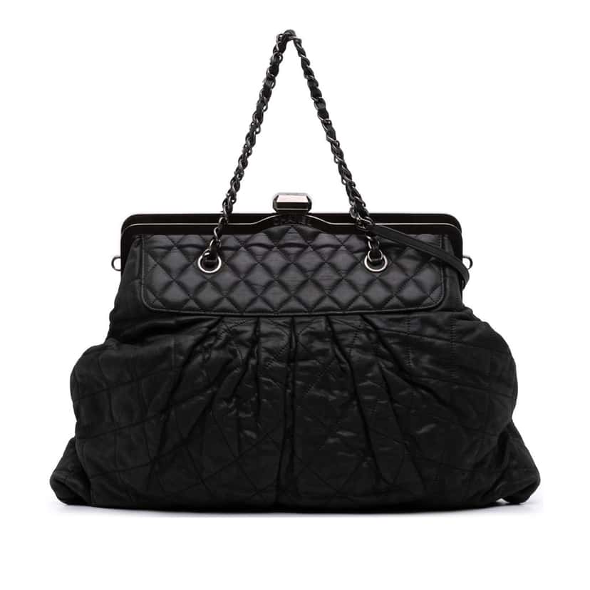 Chanel Iridescent Quilted Calfskin Chic Frame Satchel Black Leather Good condition - Front View