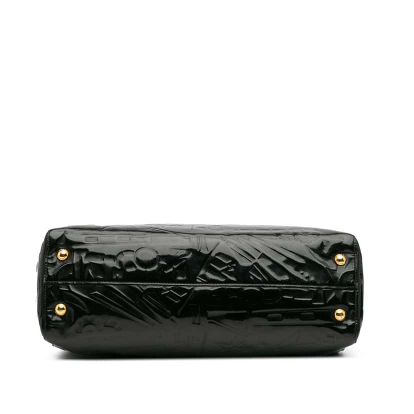 Prada Embossed Patent Satchel Black Leather Good condition - Inside View