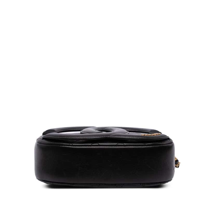 Chanel CC Quilted Lambskin Coco Midnight Camera Bag Black Leather Good condition - Inside View