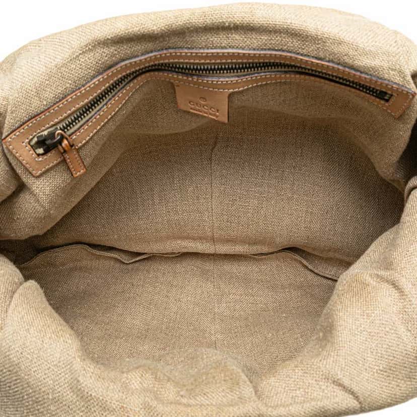 Gucci Woven Leather Bamboo Studded Hobo White Leather Good condition - Model View