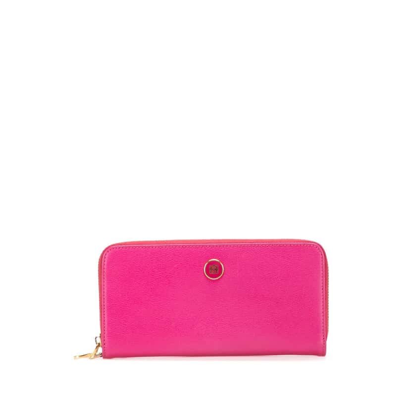 Loewe Anagram Leather Zip Around Wallet Pink Leather Good condition - Front View