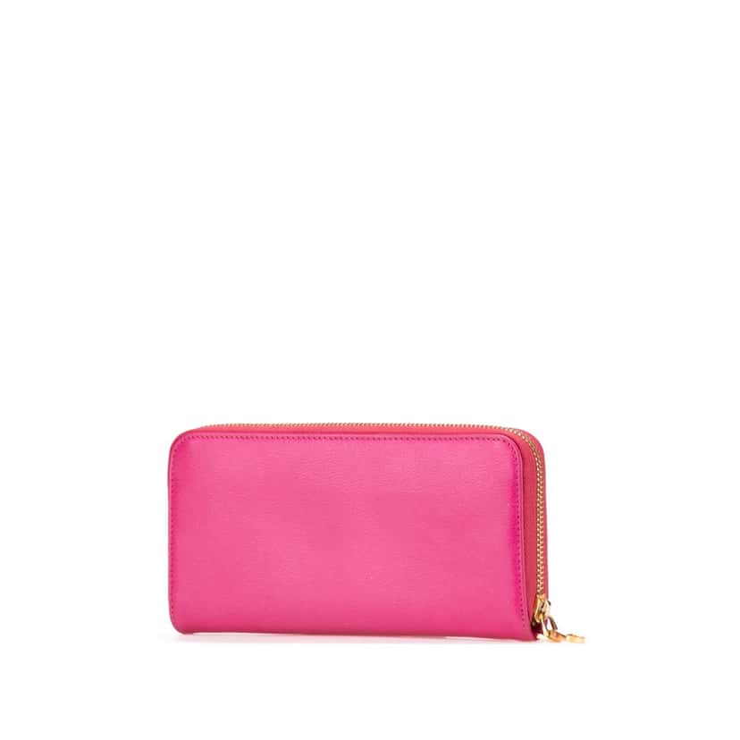 Loewe Anagram Leather Zip Around Wallet Pink Leather Good condition - Back View