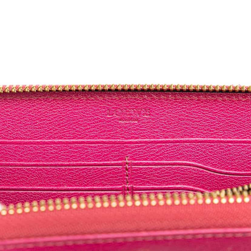 Loewe Anagram Leather Zip Around Wallet Pink Leather Good condition - Box View