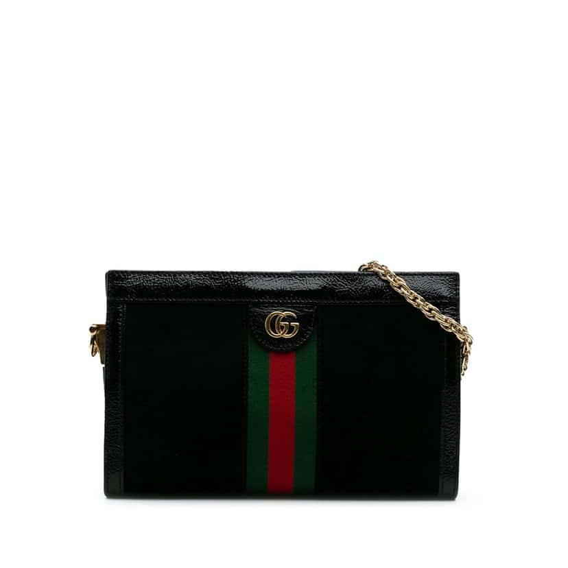 Gucci Small Suede Ophidia Chain Crossbody Black Leather Good condition - Front View