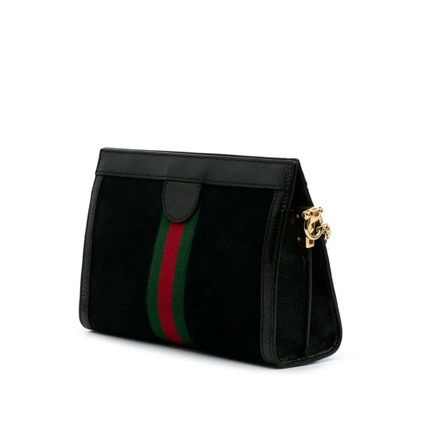 Gucci Small Suede Ophidia Chain Crossbody Black Leather Good condition - Back View