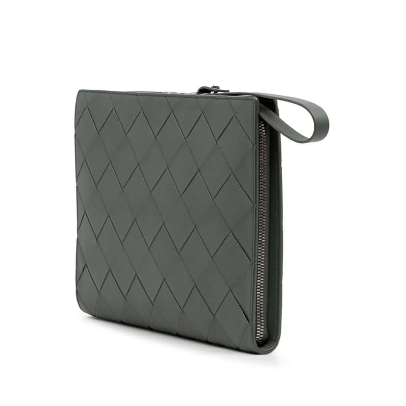 Bottega Veneta Nappa Maxi Intrecciato Clutch Green Leather Good condition - Back View
