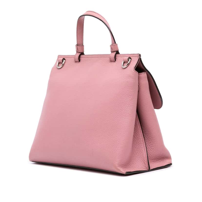 Gucci Medium Leather Bamboo Daily Satchel Pink Leather Good condition - Back View