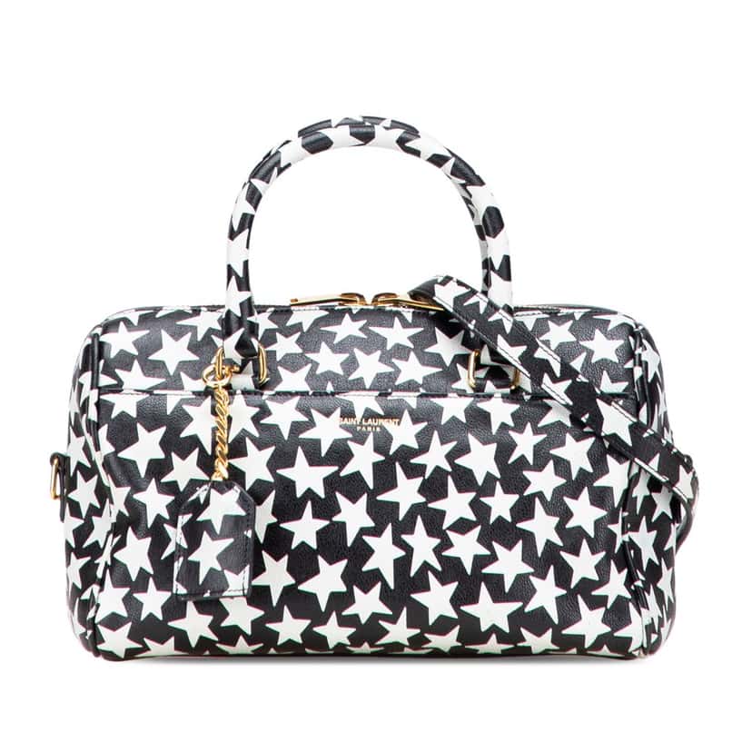 Saint Laurent Baby Star Printed Leather Classic Duffle Satchel Black Leather Good condition - Front View
