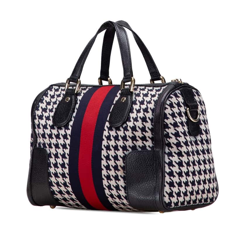 Gucci Cotton Seventies Web Boston Bag Grey Cotton Good condition - Back View