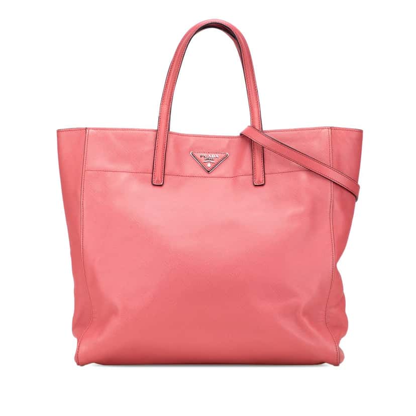 Prada Saffiano Soft Tote Pink Leather Very good condition - Front View