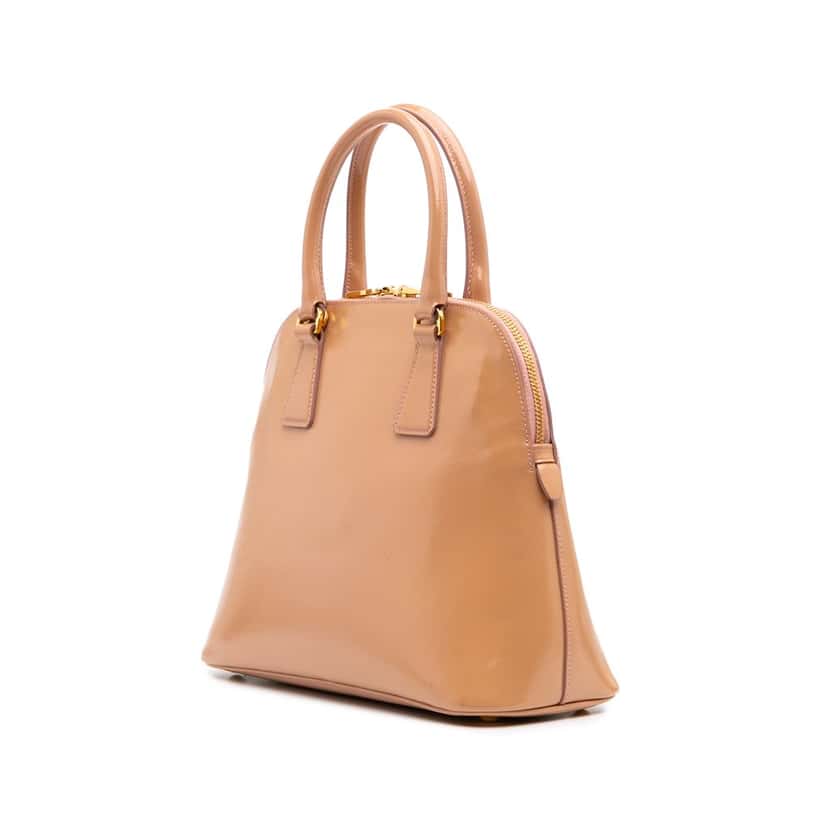 Prada Medium Saffiano Vernice Promenade Satchel Brown Leather Good condition - Back View