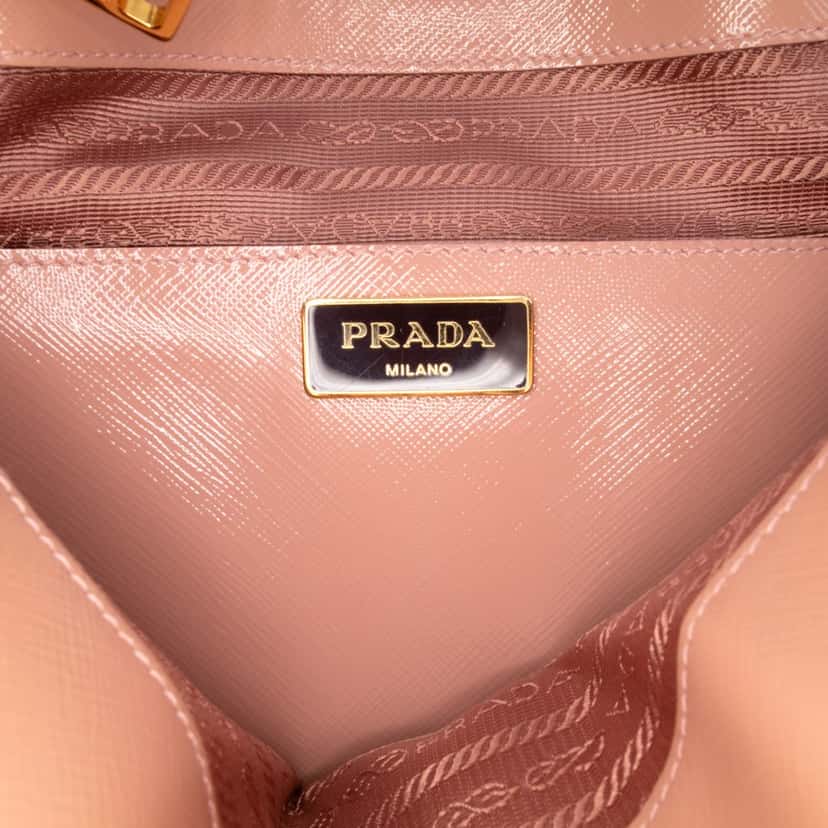 Prada Medium Saffiano Vernice Promenade Satchel Brown Leather Good condition - Box View